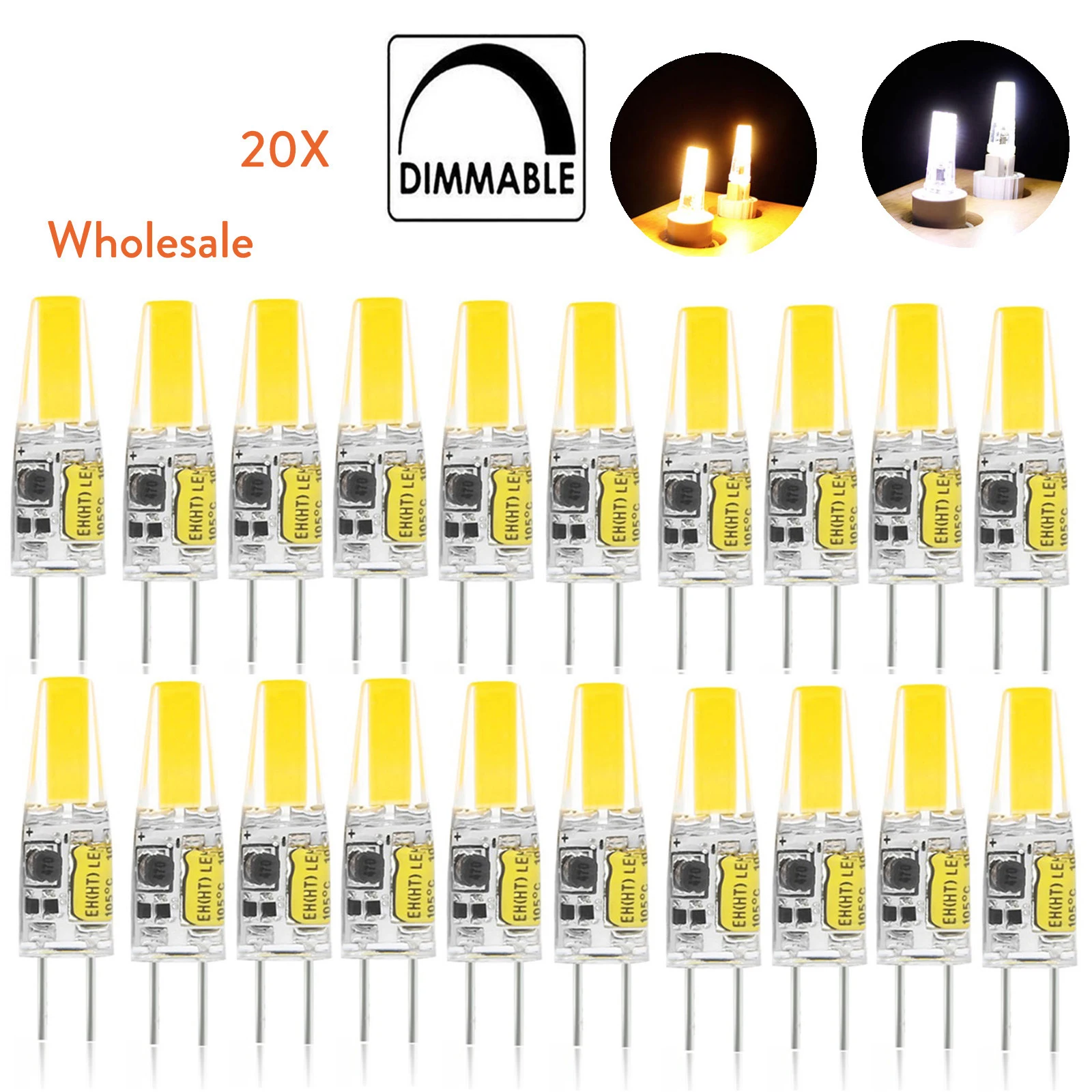 20 миниатюрных G4 Led силиконовых ламп 6W регулируемых ламп 12V домашнее освещение лампы Cob лампы холодно - белый теплый прожектор Bombillas Lamparas