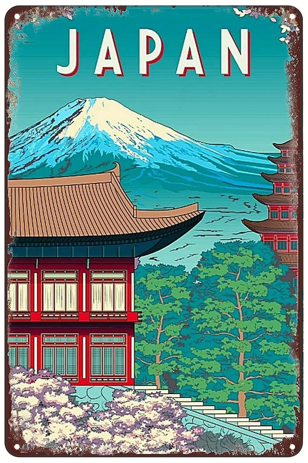 Ретро металлический жестяной знак-гора Fuji японский Азиатский винтажный постер для путешествий настенное искусство табличка Декор для дома Бар ПУ