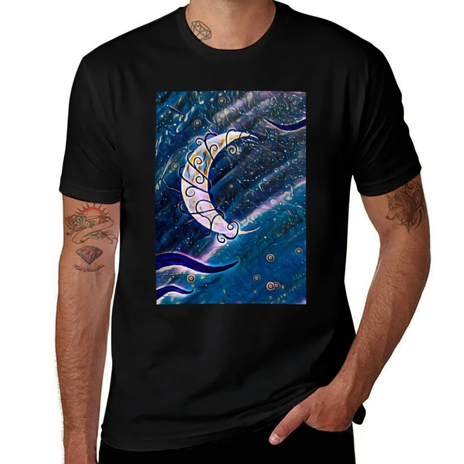 Футболка Moonlit Night, мужские футболки, хлопковая футболка, мужская футболка