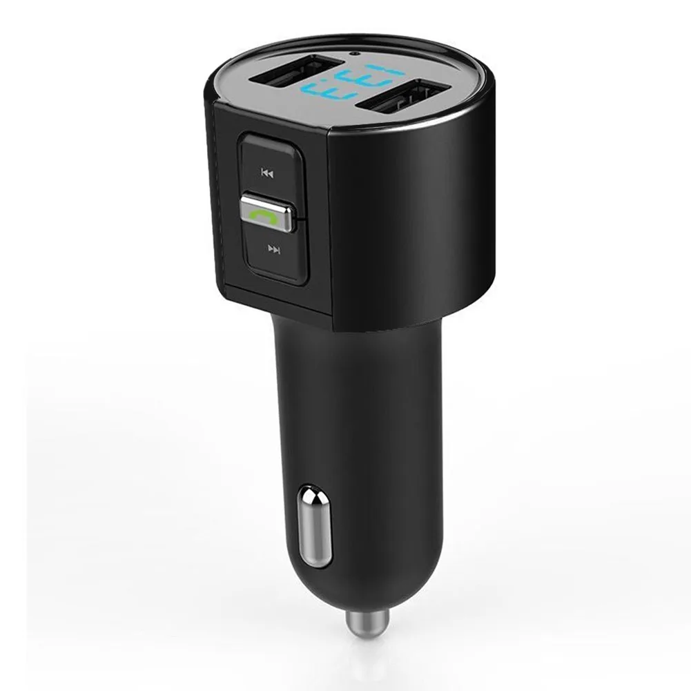 Фото Автомобильный FM-трансмиттер, беспроводной Bluetooth-радиоадаптер, музыкальный mp3-плеер, комплект громкой связи с 2 USB-портами, зарядное устройство, автомобильные электронные аксессуары №2