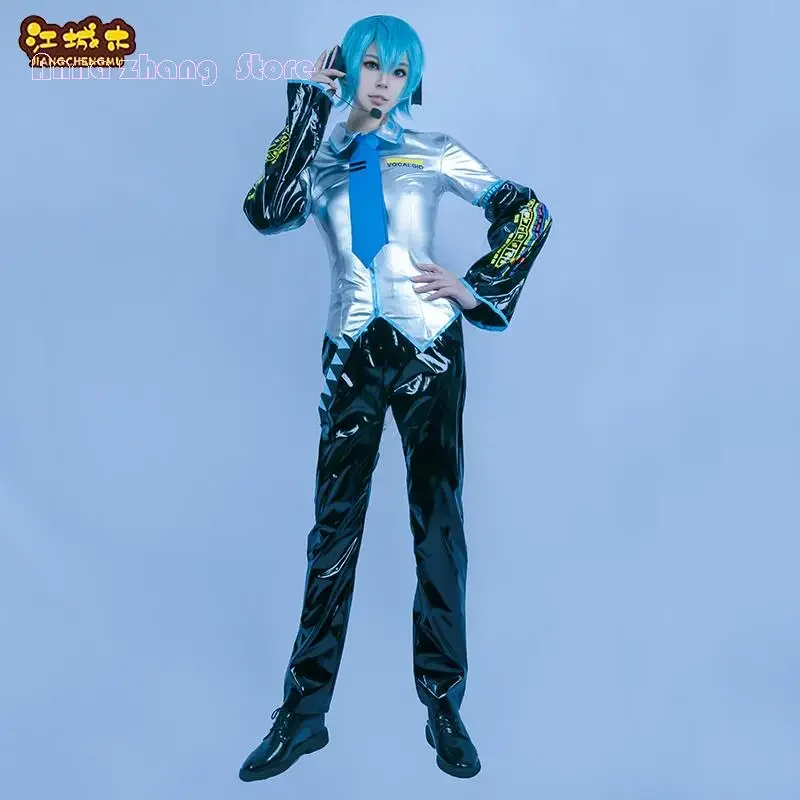 Bear House Аниме A MiKUU VOCALOID Cos Мужской костюм из лакированной кожи для косплея + наушники Yk3 * z