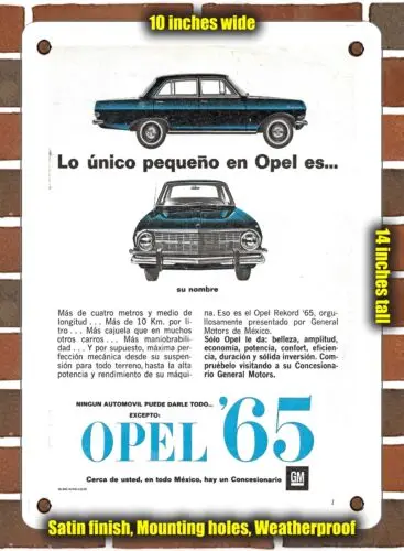 Металлический знак-1965 Opel реккорд Мексика 4 двери-10x14 дюймов