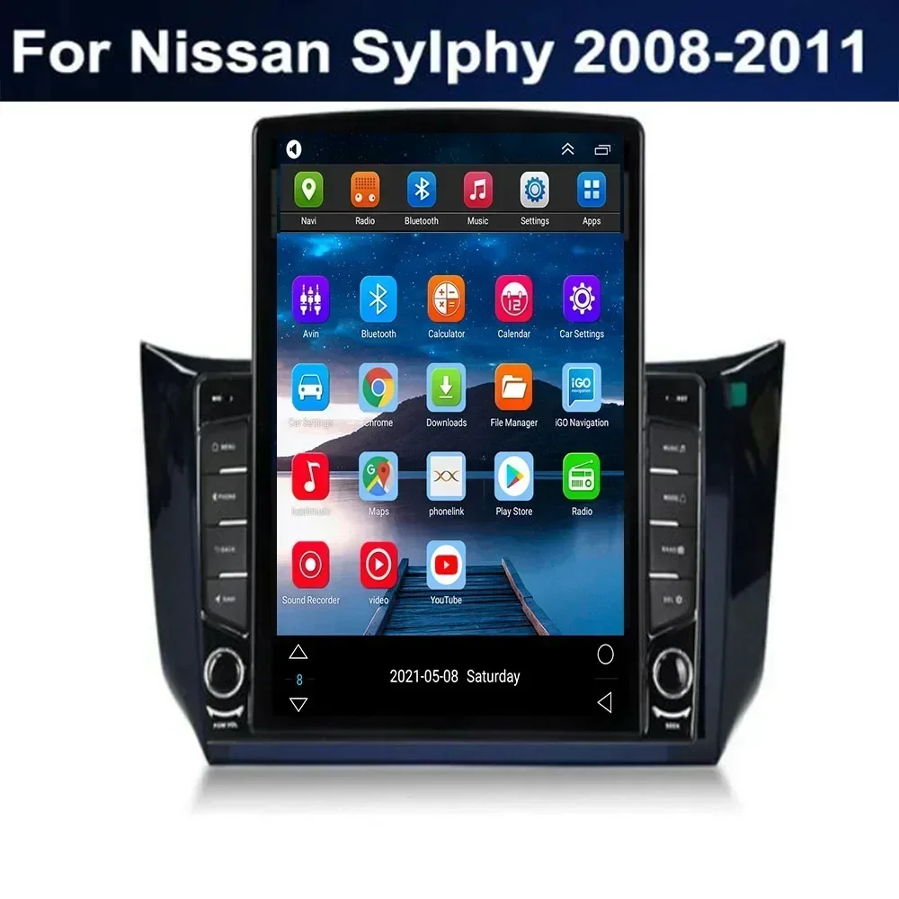 Фото Для Tesla Style 2 Din Android 13 Автомобильный радиоприемник для Nissan Sylphy 2008-10 2011 Мультимедийный видеоплеер GPS Стерео RDS Carplay Камера №2