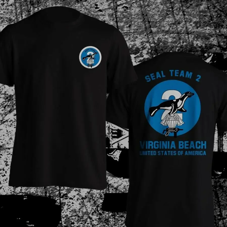 Футболка Naval SEAL Team Two Virginia Beach US Special Force. Повседневные футболки из 100% хлопка с короткими рукавами, свободный топ, новый размер S-3XL