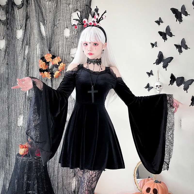 Фото Сексуальное панк-темно-готическое платье Y2K в холодном стиле Yohji Yamamoto Little Devil Girl Dress для костюма на Хэллоуин №3