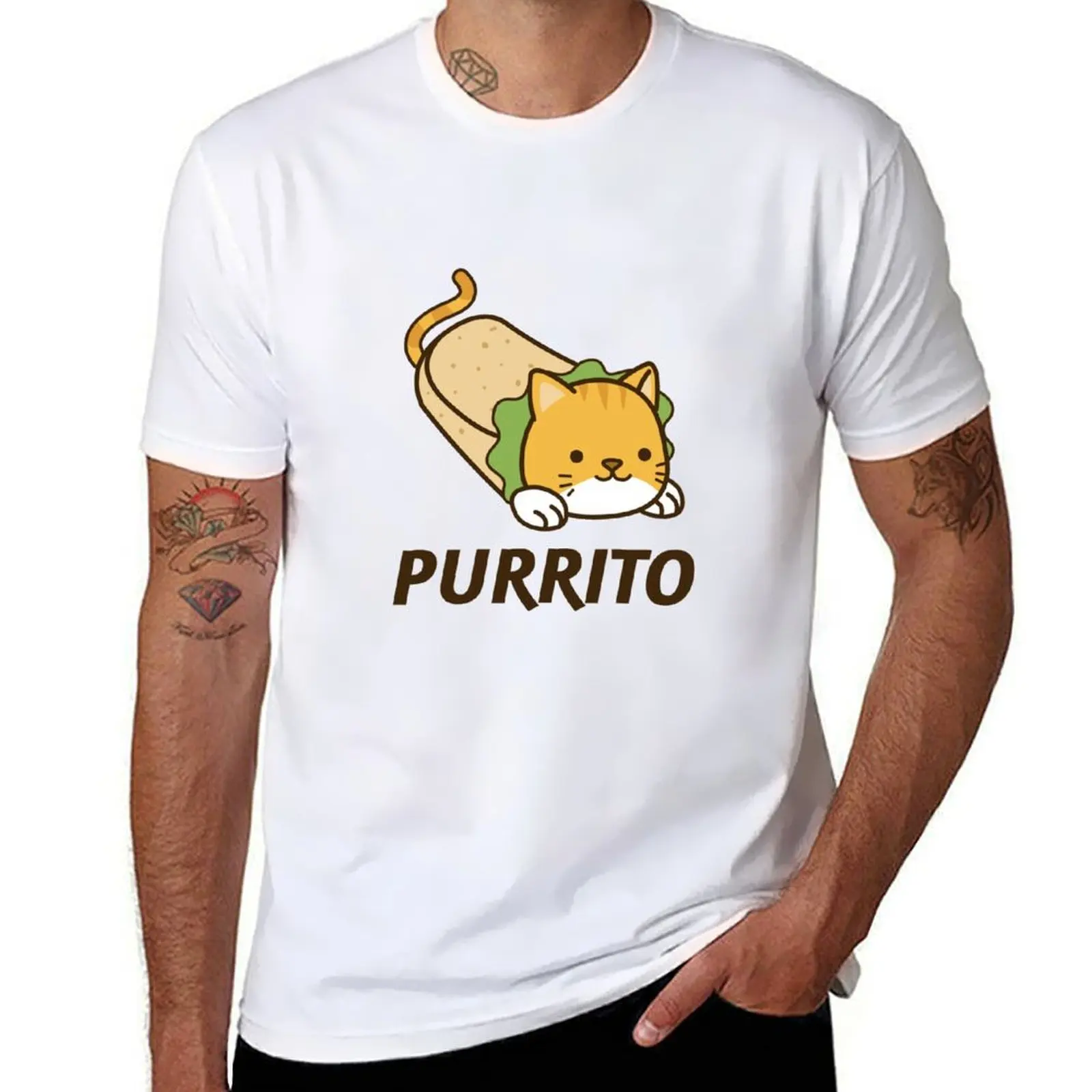 Футболка PURRITO, черная хлопковая футболка, простая мужская посылка, футболки для мужчин, винтажная футболка с рисунком
