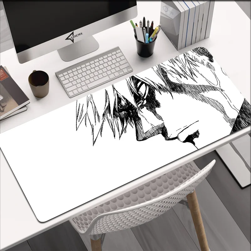 White Mouse Pad Anime Large Mousepad Bleach Manga Panel Laptop Office Shounen Rubber Soft Table Mat Pc Gaming Non-Slip Carpet