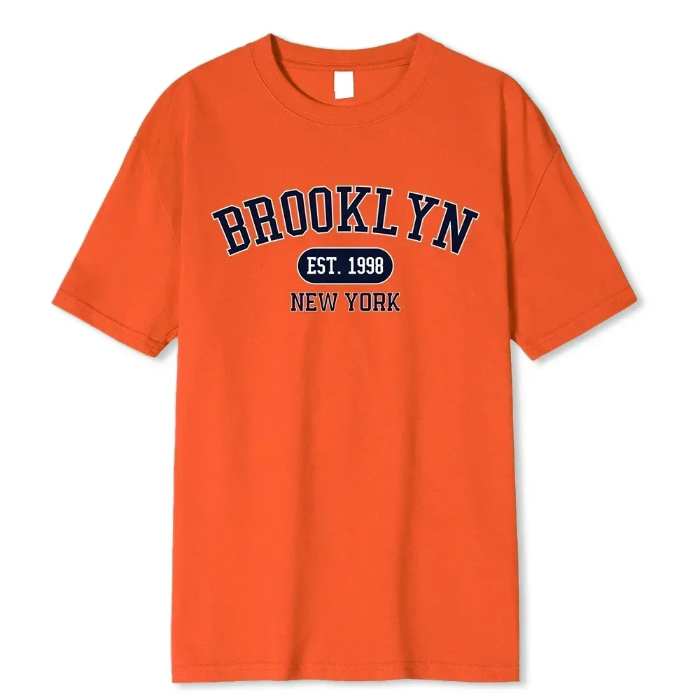 Фото Brooklyn Est.1998 Нью-Йоркские мужские футболки с принтом в стиле хип-хоп, дышащий топ из 100% хлопка, модная повседневная дышащая футболка в стиле Харадзюку №3