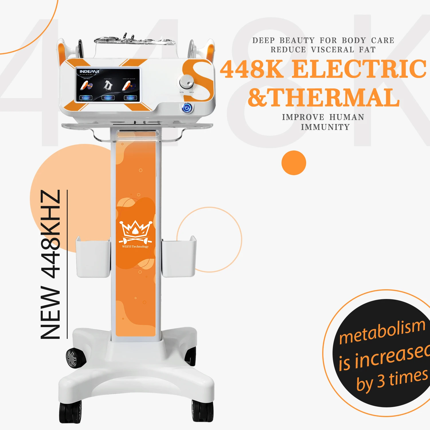 Фото Терапия XS Diathermy 448 кГц CET RET глубокое Радиочастотное облегчение боли подтяжка кожи тела уменьшение висцерального жира №5