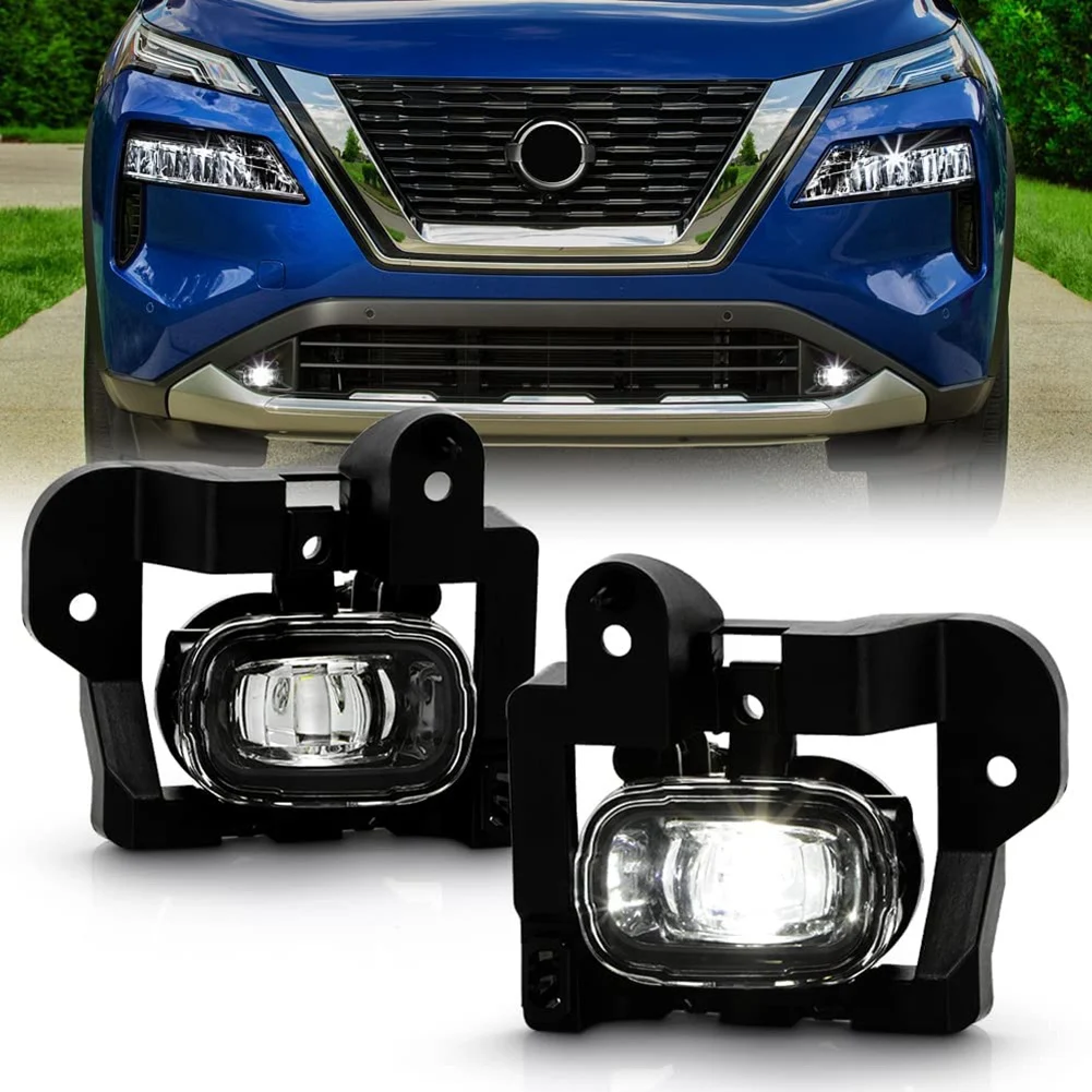 Фото Для 2021 2022 Nissan Rogue светодиодный Противотуманные фары для бампера фары дальнего света с переключателем для замены пара левый + правый №2