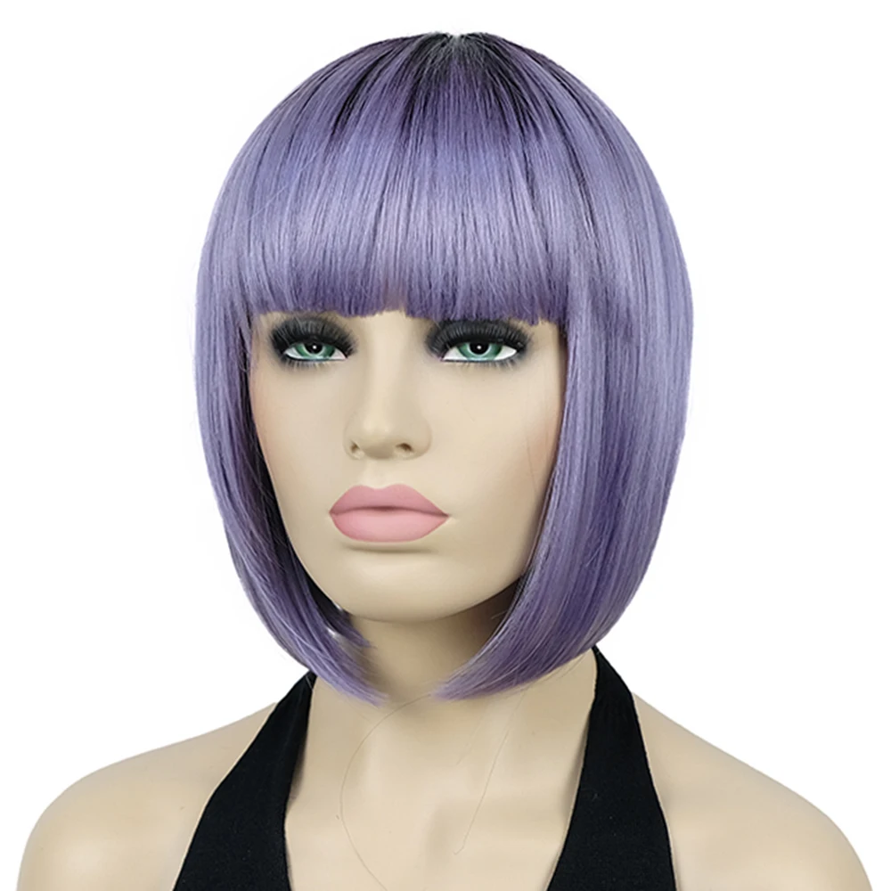 StrongBeauty Ombre Фиолетовый Короткие Волосы Парик Боб Термостойкий Полностью Синтетический Парик для Женщин