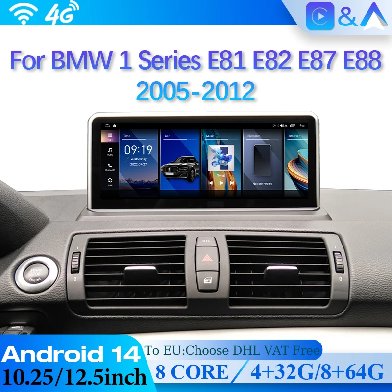 Android 14 Navigation For BMW 1 Series E81 E82 E87 E88 Car Radio Carplay Android Auto Car Video Player Car Multimedia Player 4G
