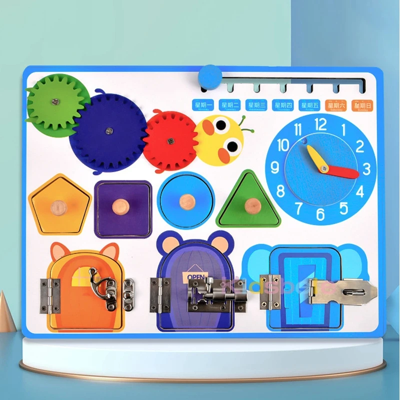 Деревянные игрушки Монтессори, доска для занятий, детская игра для малышей 1-3-5 лет, замки, защелка, детская развивающая игрушка-головоломка Монтессори, подарок