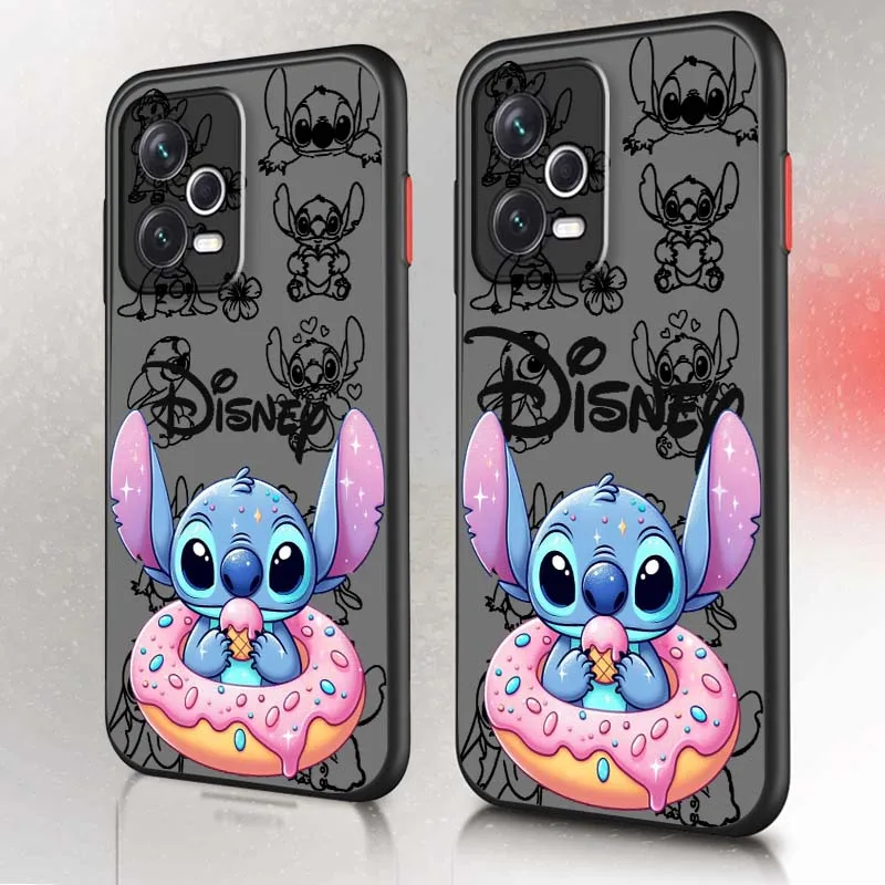 Фото Stitch Ice Cream Love Cute For Xiaomi Redmi 114C 13C 13 12C 11A 10A K70 K60 K50 K40 K30 K20 Frosted Translucent Phone Case №4