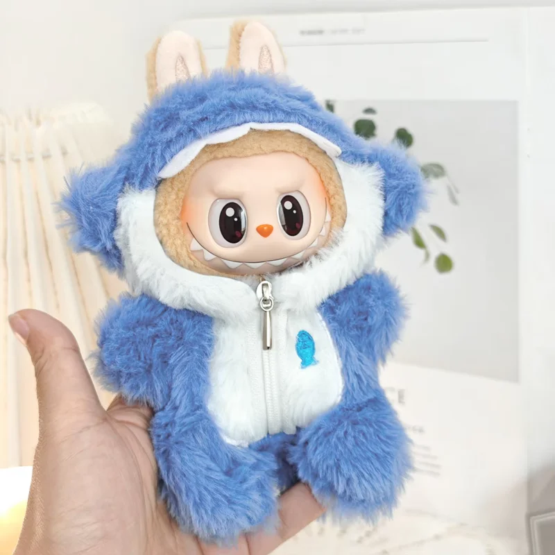 Фото Kawaii комбинезон с изображением акулы для мини-куклы 17 см, милая плюшевая кукольная одежда, наряд Labubu ldol, аксессуары для одежды для кукол №4