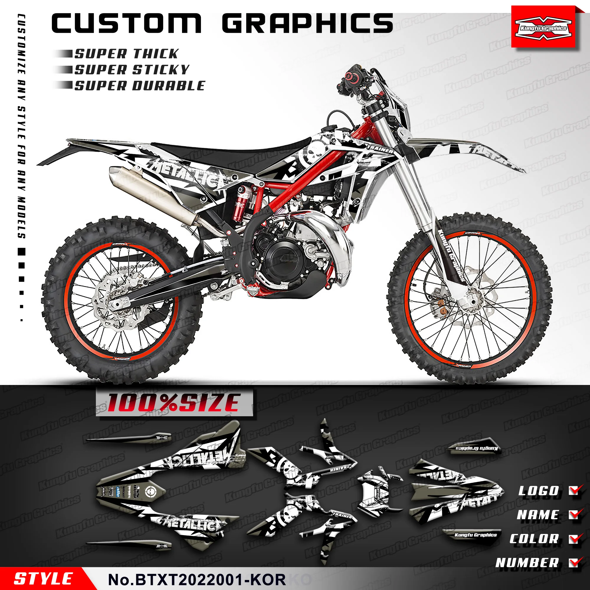 Набор наклеек KUNGFU GRAPHICS Enduro MX Racing для Beta X-trainer 250 300 Xtrainer 2020 2021 2022, BTXT2022001-KOR