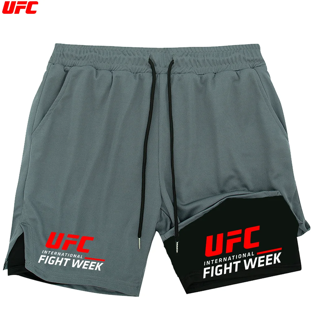 UFC новые мужские шорты для бадминтона, летние сетчатые быстросохнущие теннисные шорты, модные повседневные брюки для бега и фитнеса на шнурке 2-в-1 (art.: 3920d1c577a56) - 3920d1c577a56