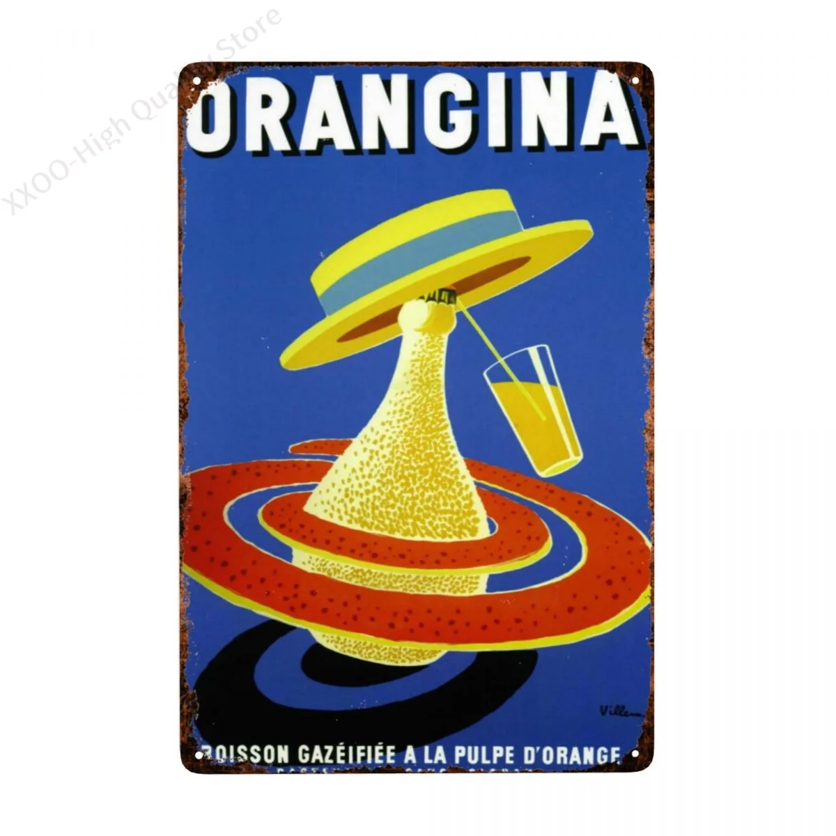 Металлический постер ORANGINA lata de grande cartel 20x30 см