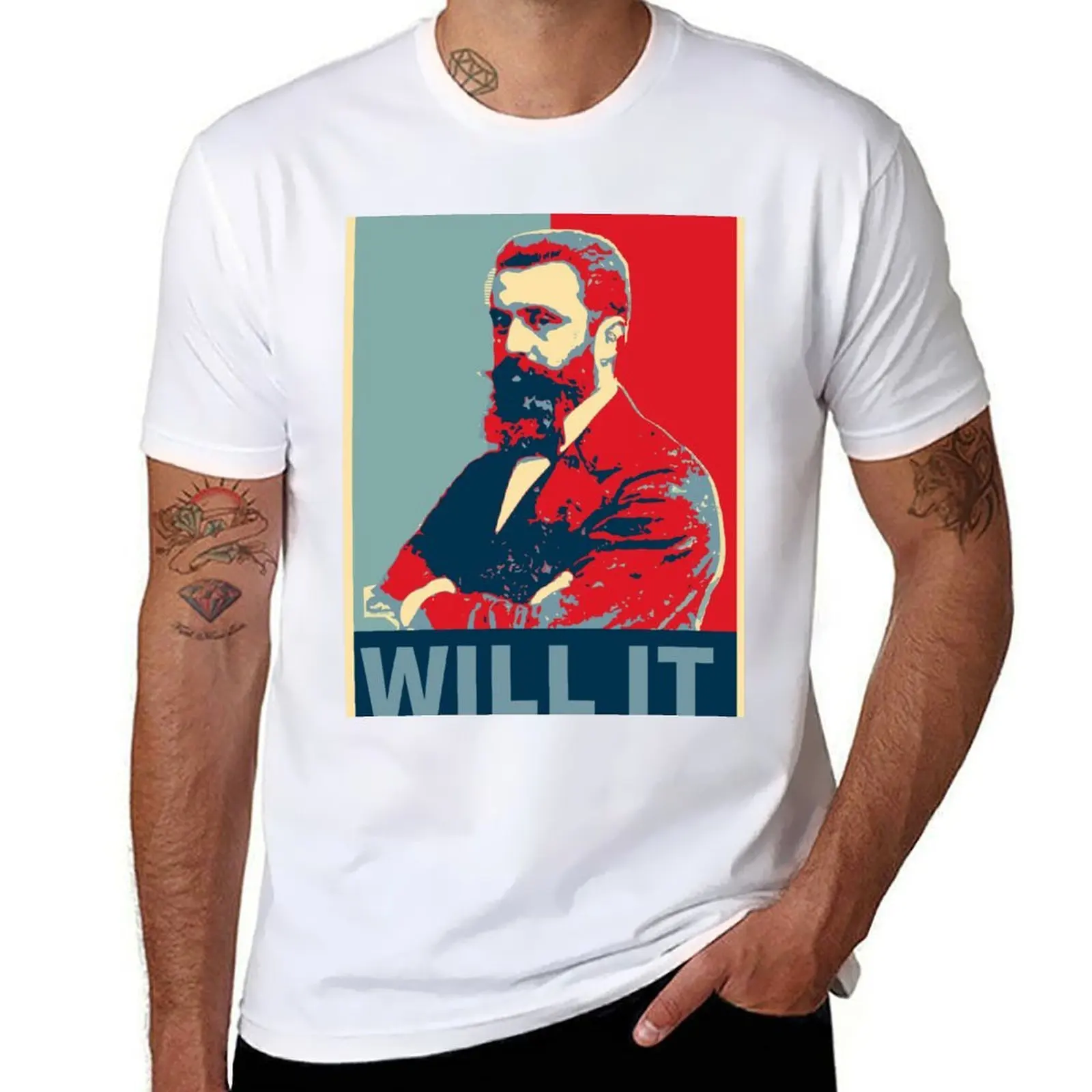Футболка с плакатом Theodore Herzl Hope, мужские футболки, хлопковая футболка с рисунком, футболка из 100% хлопка