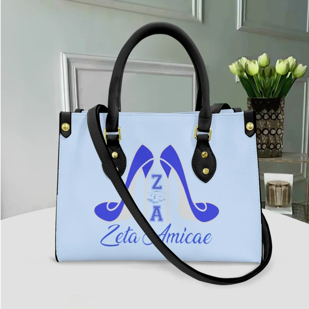 Фото Роскошные дизайнерские сумки-тоуты Zeta Amicae из искусственной кожи, повседневные сумки-мессенджеры с верхней ручкой, модные сумки через плечо в женском стиле №2