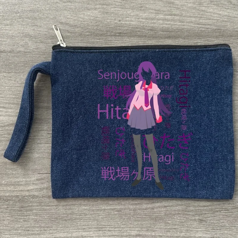 Фото Bakemonogatari Senjougahara Oshino Shinobu Холщовая косметичка Портативная дорожная джинсовая косметичка на молнии Легкий кошелек №4