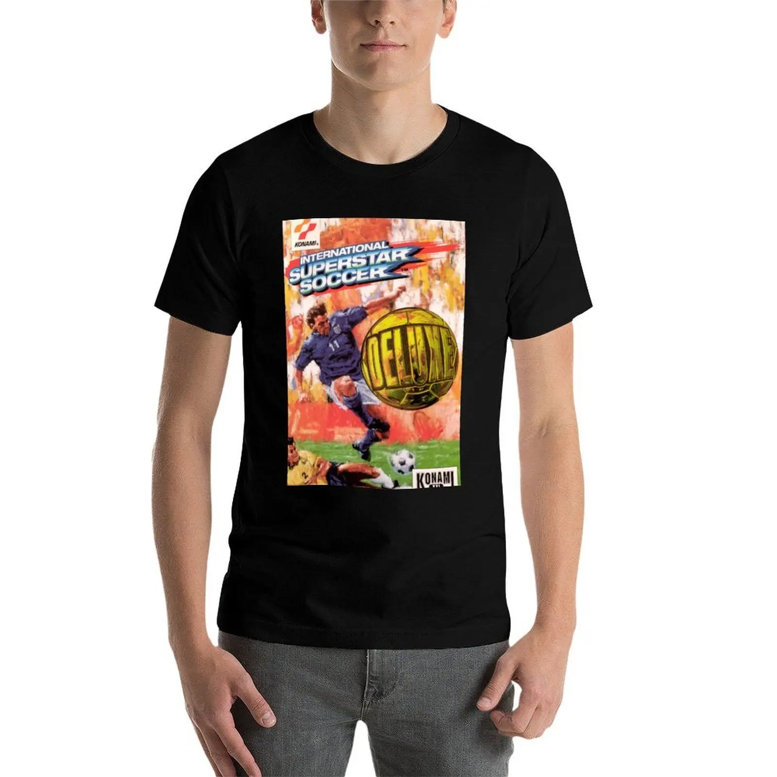 Фото Футболка International Superstar Soccer Deluxe, мужские футболки, повседневные мужские футболки, облегающая футболка №5