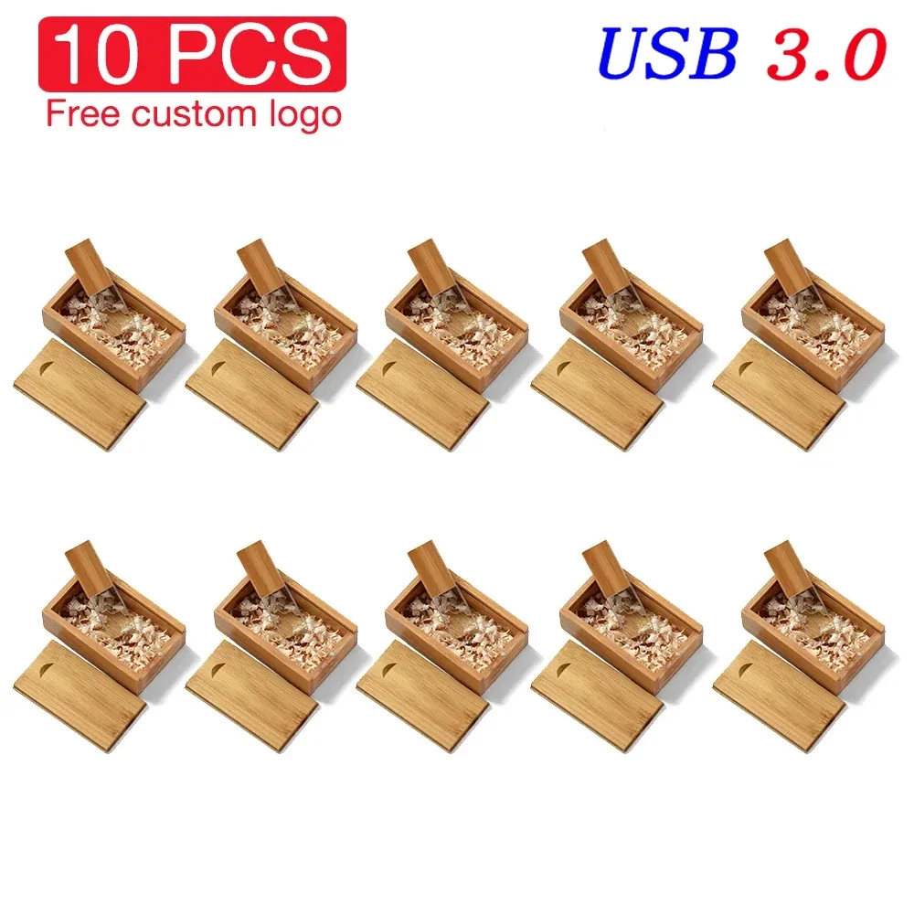 10 шт./партия, USB 3,0 флеш-накопитель с деревянными кристаллами, 128 ГБ