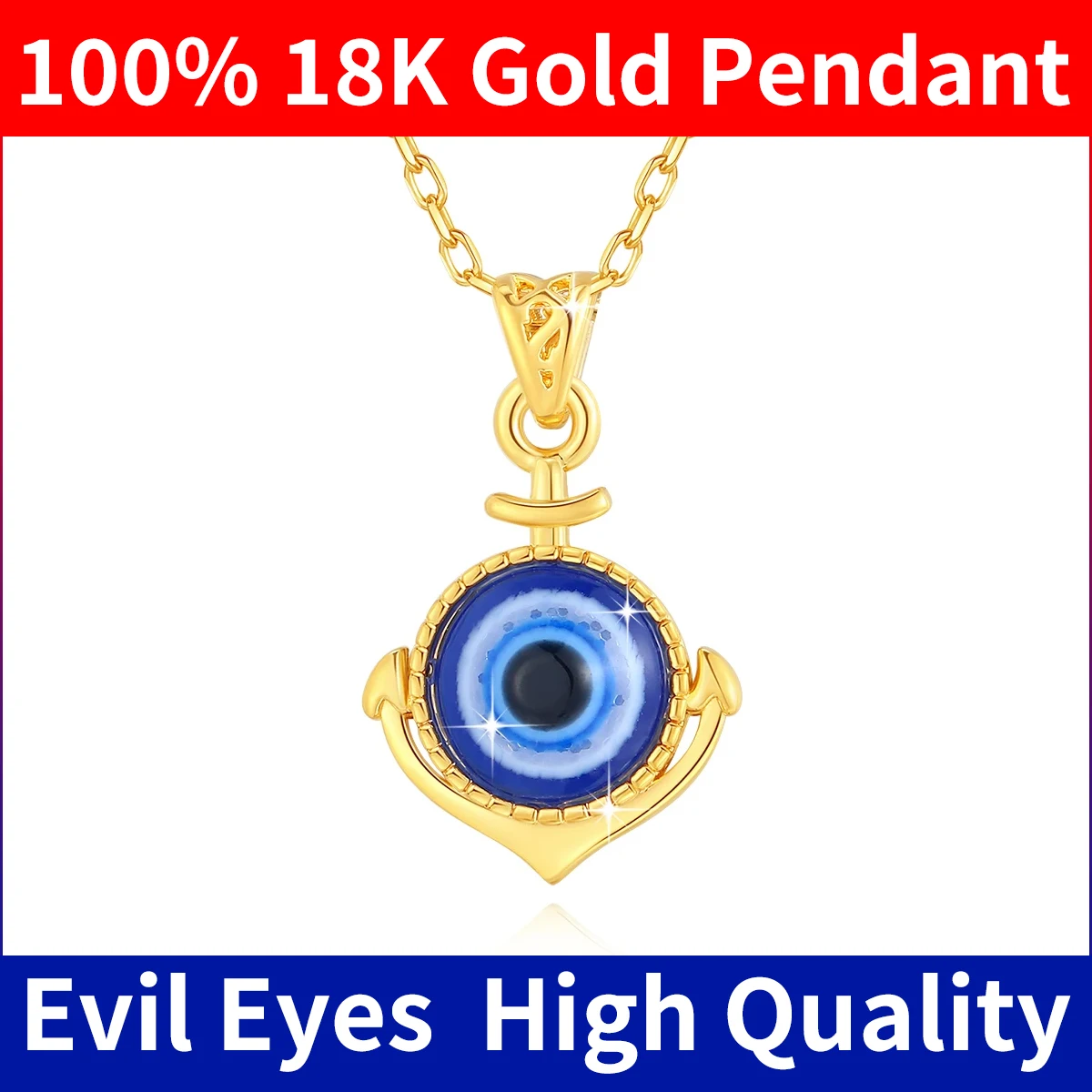 100% оригинальное золотое ожерелье от сглаза 18K с сертификатом, трендовые украшения для женщин, роскошный романтический подарок на день рождения, Новинка