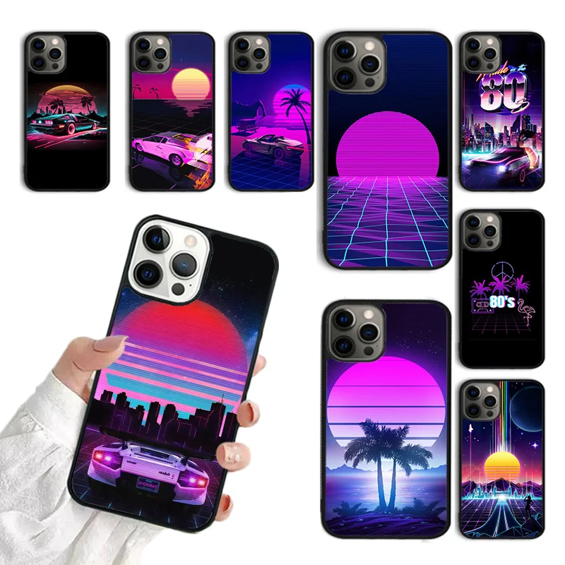 Неоновый чехол для телефона Synthwave 80-х годов в стиле ретро для iPhone 17 Air 15 16 11 12 13 14 Pro Max Cover для iPhone 17 Air Max Plus Fundas