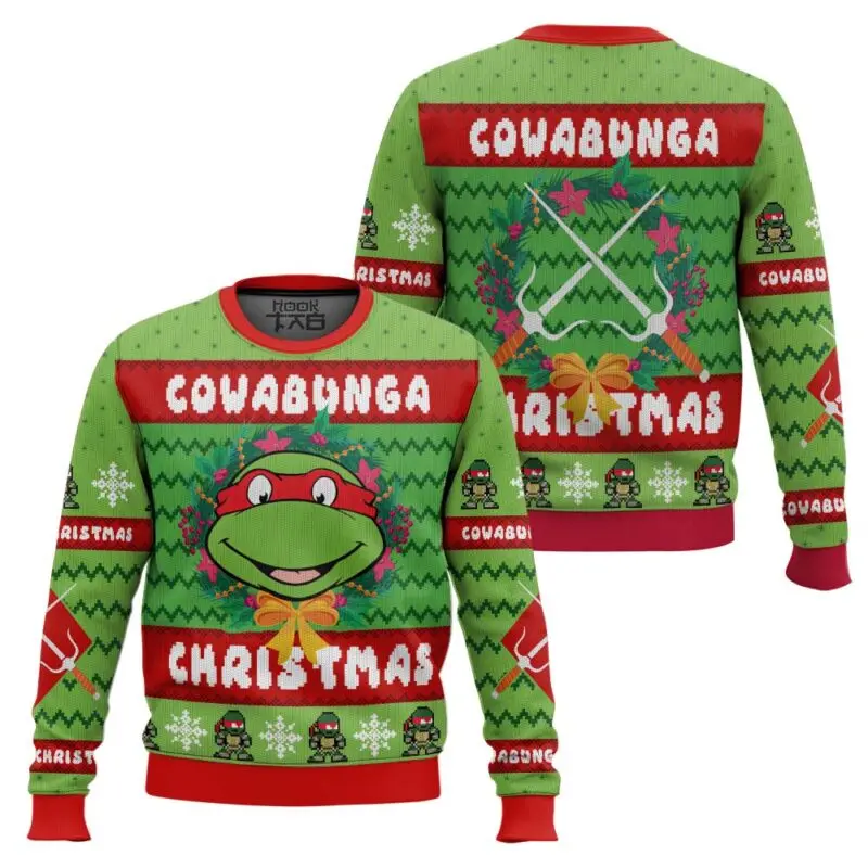 TMNT L D R M Ugly Christmas Sweater 3D Забавный пуловер для праздничной вечеринки Теплый уютный свитер больших размеров Мужской женский рождественский подарок 2026 (art.: 3920d25708ec6) - 3920d25708ec6