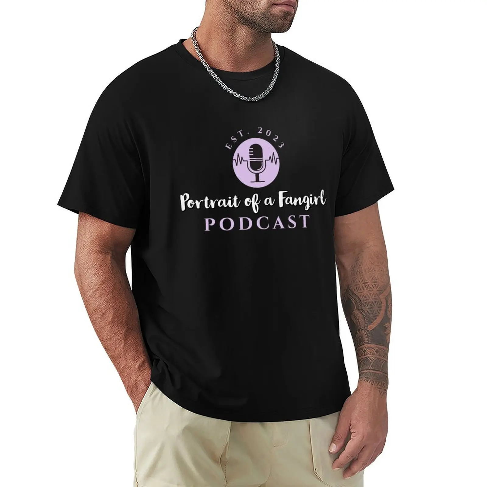 Фото Футболка с портретом Fangirl Podcast, футболки с аниме, летняя рубашка, тяжелые весы, топы больших размеров, простые черные футболки для мужчин №3