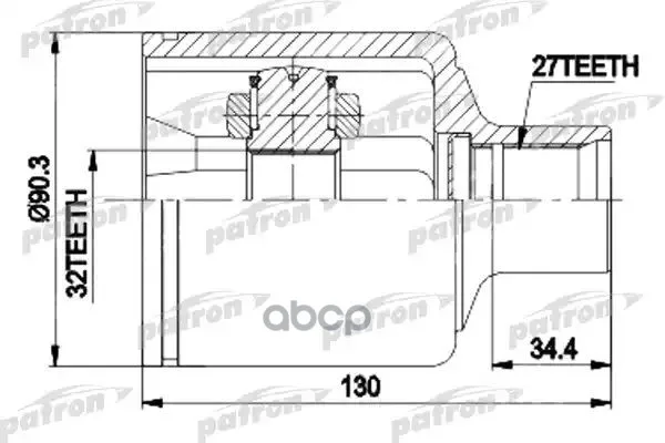 Шрус Внутр.К-Кт 27x39.5x32 Chrysler Concord 93-01, 300m 99-04, Dodge Intrepid 93-02 4882517 PATRON арт. PCV9535