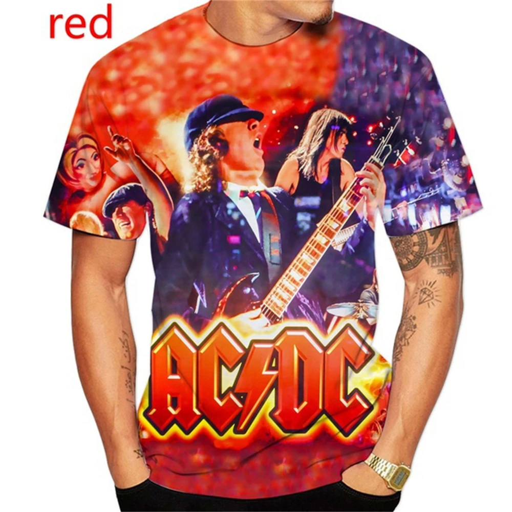 Фото 2024 Новая летняя мужская одежда Metal Rock Band AC/DC 3D-принт Модная детская футболка с круглым вырезом Повседневная рубашка для мальчиков и девочек Топы №5
