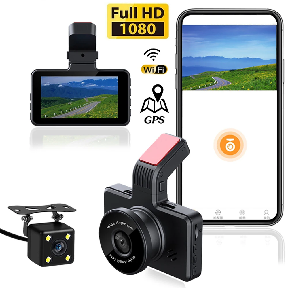 Автомобильный видеорегистратор, Wi-Fi, 1080P Full HD, камера заднего вида, Автомобильный видеорегистратор с ночным видением, Автомобильный видеорегистратор, GPS-регистратор, автомобильные аксессуары