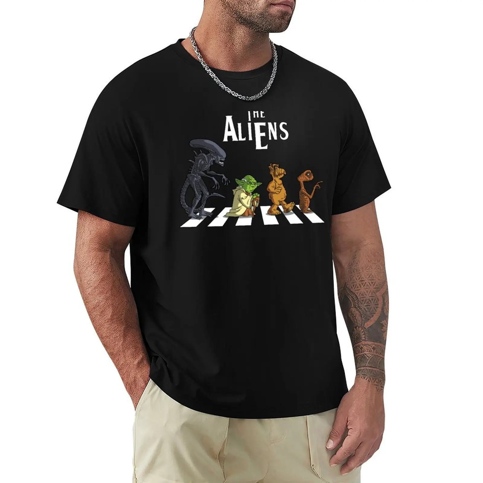 Футболка The Aliens Road Crossing Abbey Road, кавайная одежда, топы, винтажные футболки, мужские рубашки, футболка с рисунком