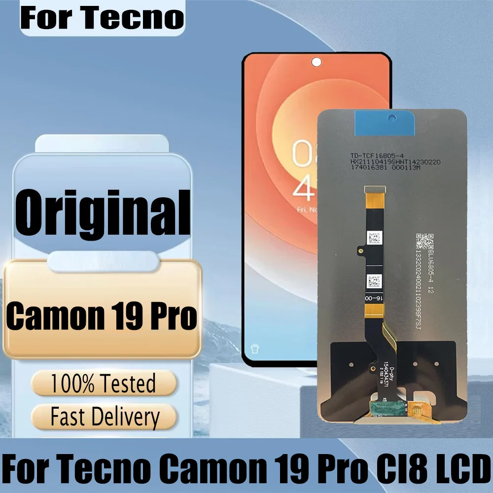 Поп-оригинал для Tecno Camon 19 Pro, ЖК-дисплей, сенсорный экран, дигитайзер в сборе для Tecno Camon 19 Pro CI8 CI8N, дисплей