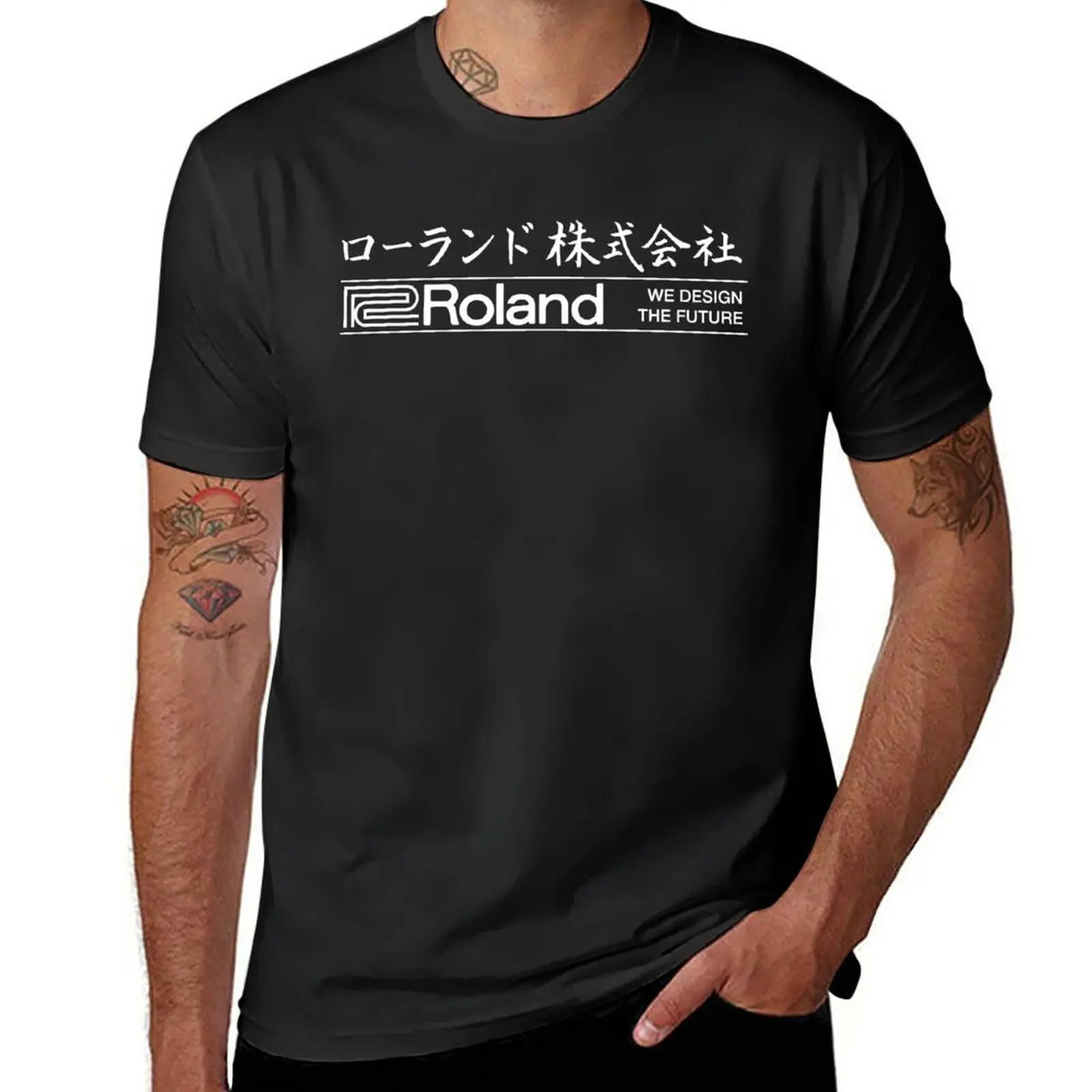 Футболка с логотипом Roland Japanese (светильник!), кавайная Одежда для мальчиков, Белая Летняя одежда с принтом животных для мальчиков, мужские футболки
