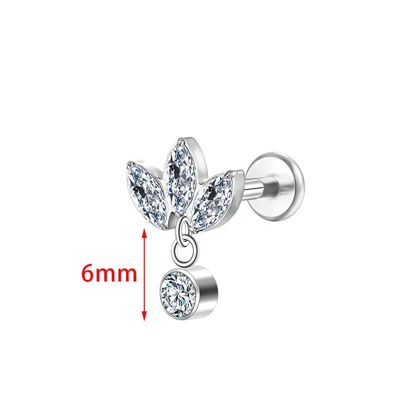 Фото Серьги-подвески из титана ASTM F136 с фианитами №2