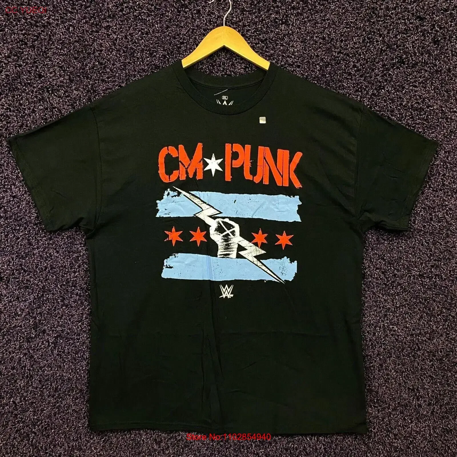 Футболка CM Punk Wrestling, размер очень большой, винтажная, стираная, удобная, мужская, растянутая дизайнерская одежда, мягкая, стильная, дышащая