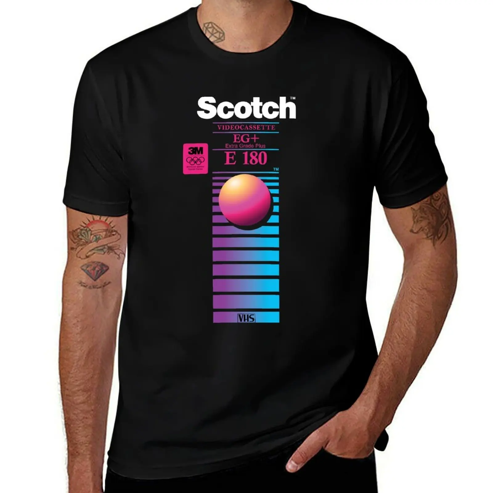 Vaporwave VHS Scotch E-180 EG+ футболка мужская футболка дизайнерские футболки с аниме футболка большого размера