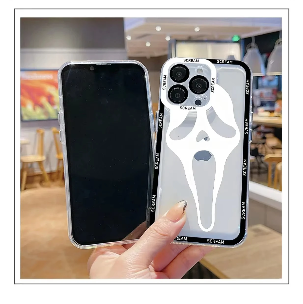 Фото Чехол для телефона Scary Screaming Art для iPhone 16, 15, 14, 13, 12, 11 Pro Max XS X XR 7, 8 SE, мягкий силиконовый прозрачный чехол №2