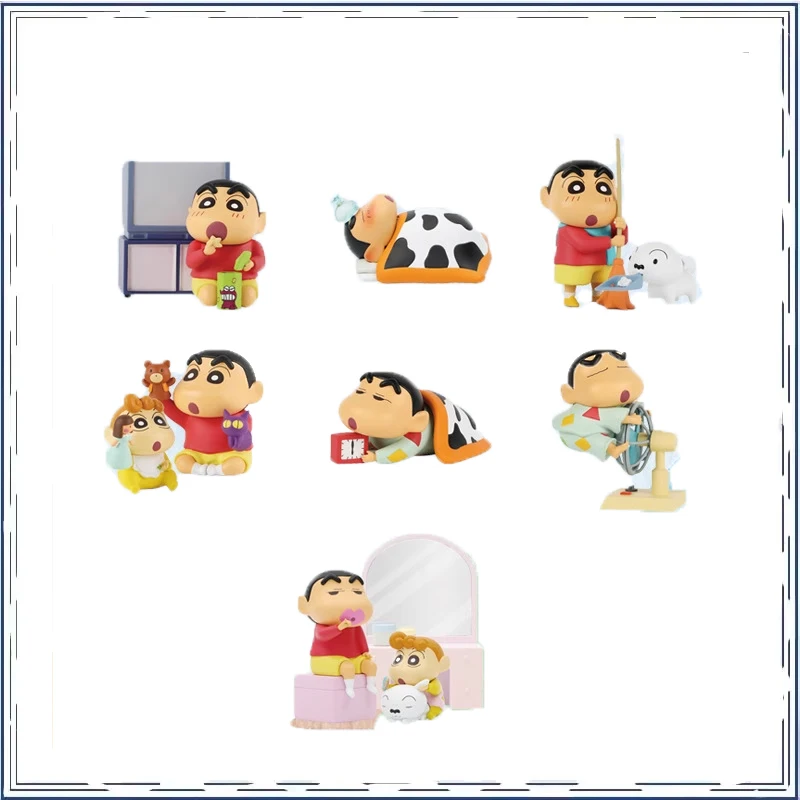 Кукла Crayon Shin-chan, мультяшный гаражный комплект, трендовая глухая коробка, милый модный игровой орнамент, экшн-фигурки, модель, детская игрушка