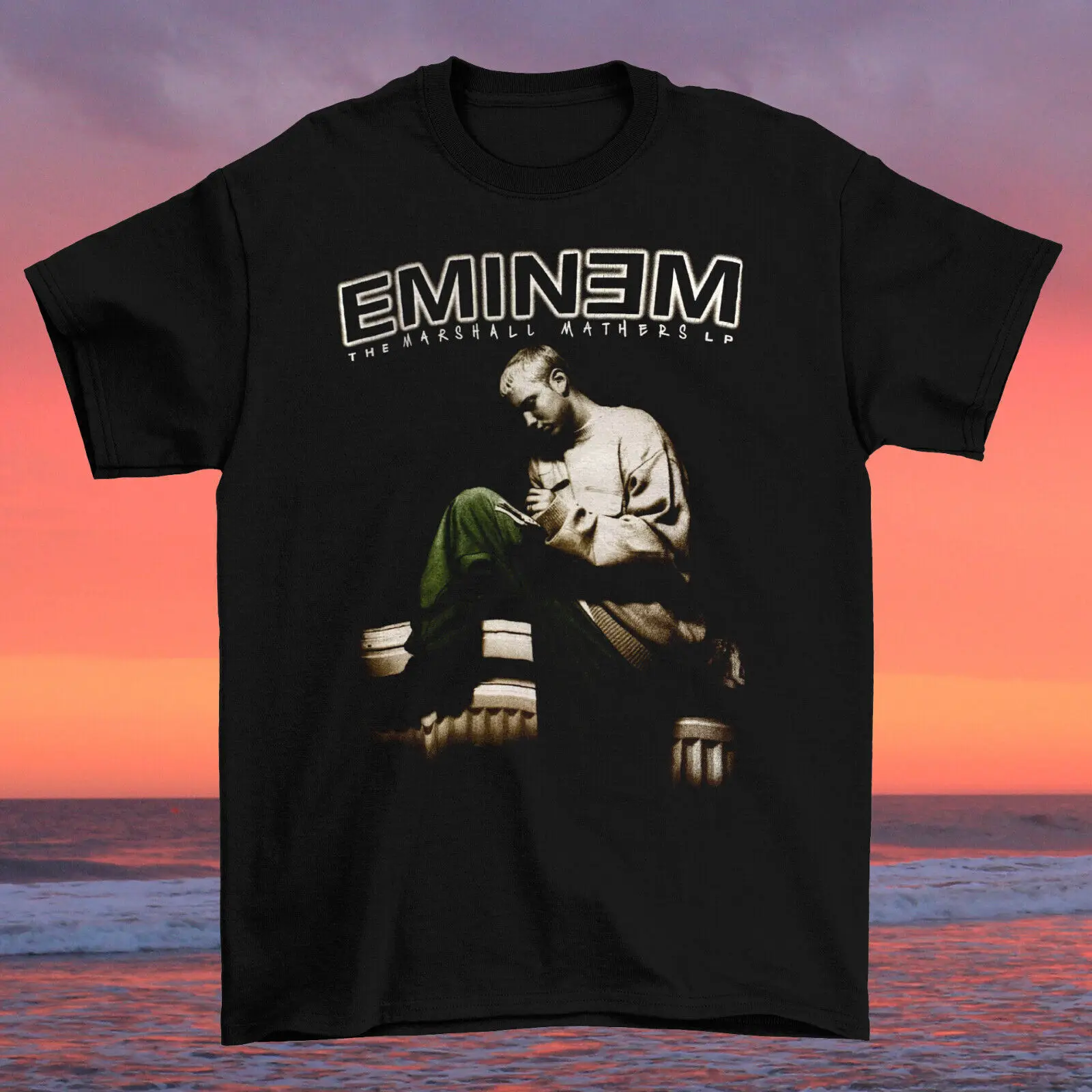 Редкая черная винтажная хлопковая рубашка унисекс Eminem Rapper