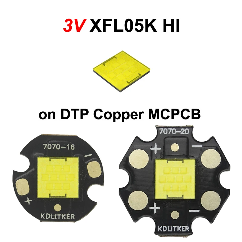 XFL05K HI 3V 30A 107W 8335 люмен 6500K SMD 7070 фонарик-излучатель, DIY бусины, высокая мощность