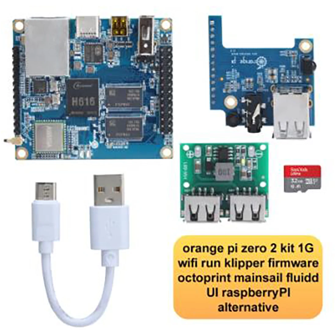 Комплект Orange Pi Zero 2 1G Wifi Run Klipper прошивка Octoprint Mainsail flowd UI Raspberry Pi 4, альтернативный 3D принтер