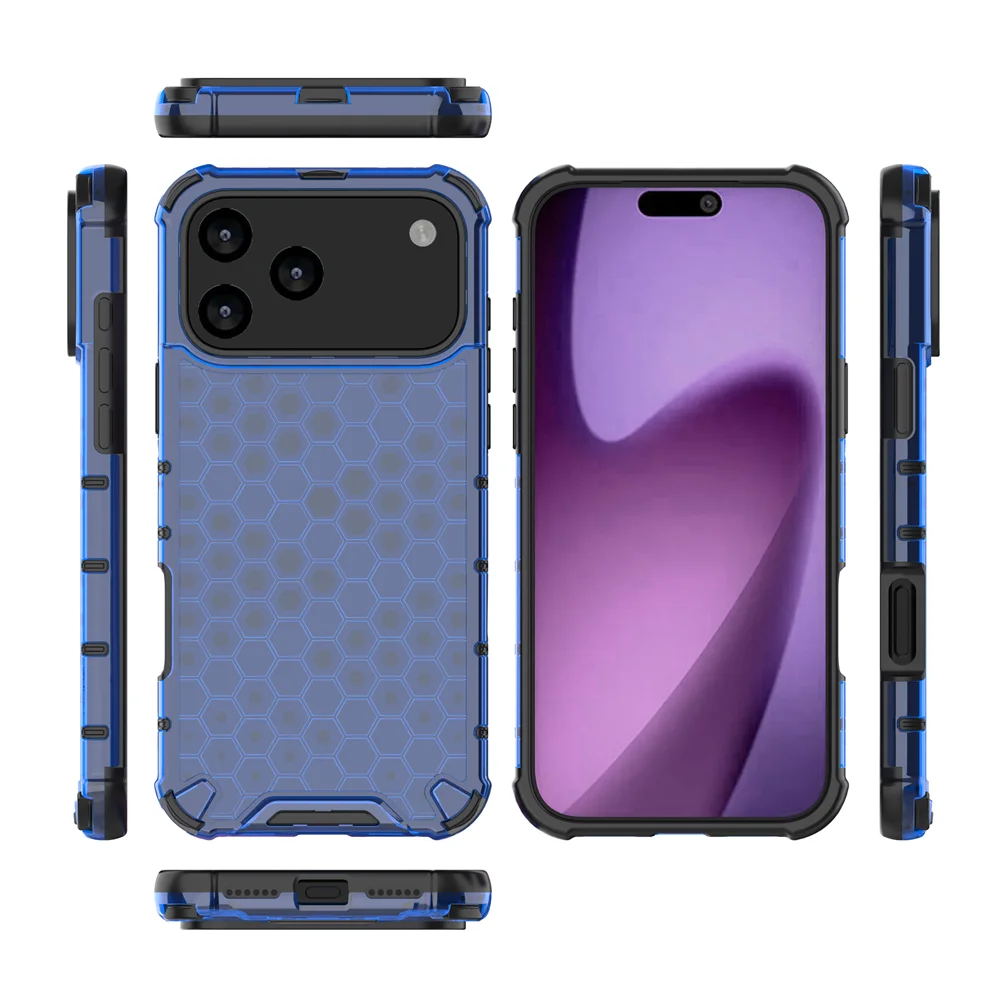 Тяжелый бронированный чехол с сотовым узором для iPhone 17, Air 16, 15, 14 Plus, 13, 12, 11 Pro Max, четырехъядерная подушка безопасности, защитный чехол от падения