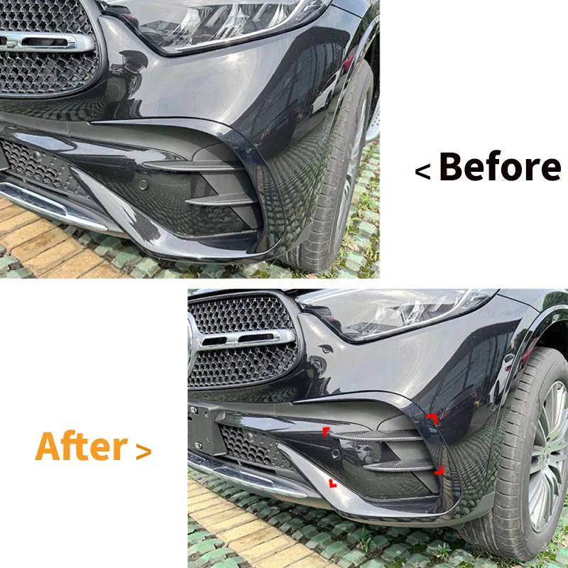 Фото Для Mercedes Benz GLC Class X254 GLC260 300 AMG 2023+ Автомобильный передний бампер, решетка переднего лезвия, разветвитель, вентиляционное отверстие, нож для ветра №2