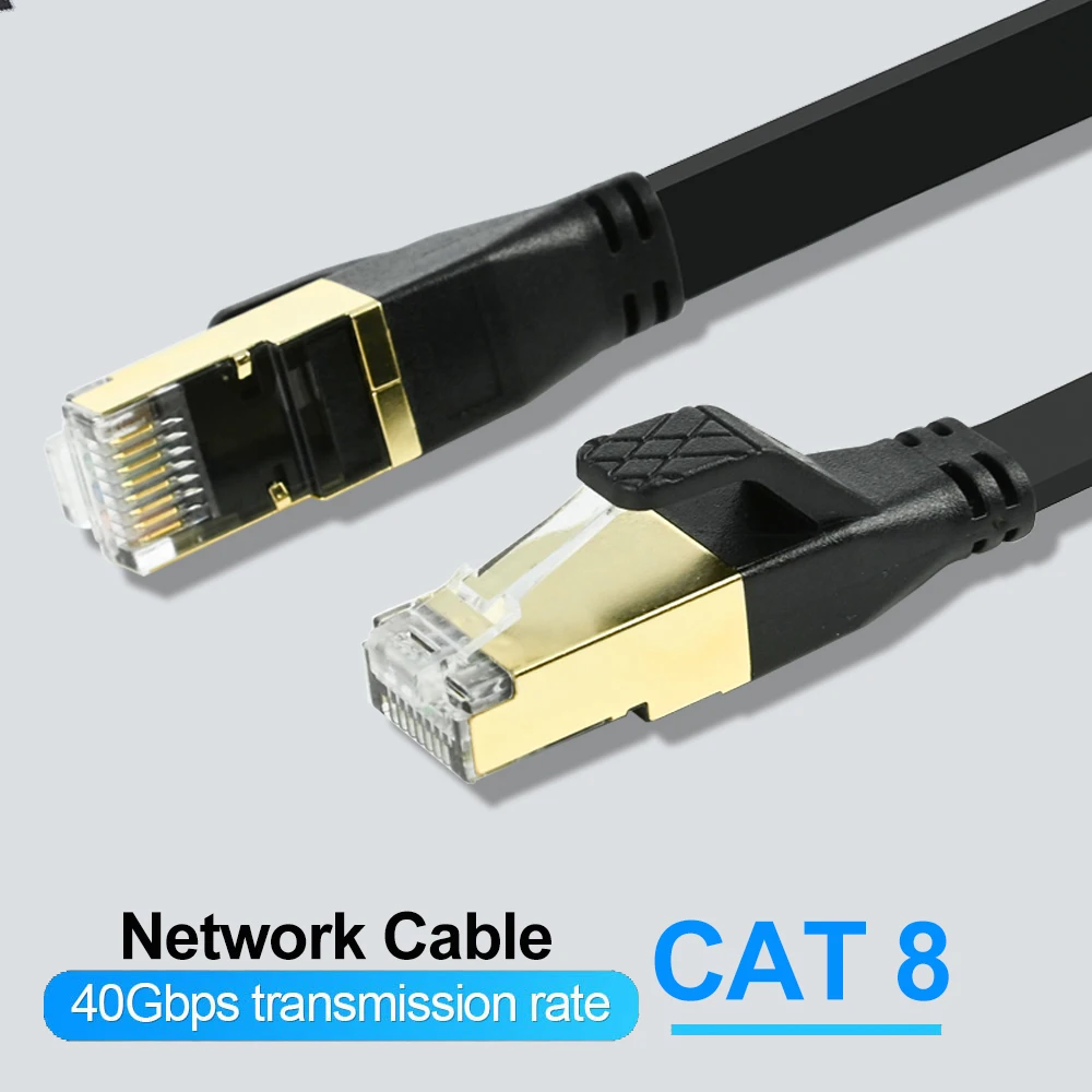 Плоский кабель Ethernet Cat 8, 40 Гбит/с, тонкий сетевой кабель Ethernet Cat 8 м, 8 м, 10 м, 15 м, шнур Lan RJ45 для маршрутизатора, ноутбука