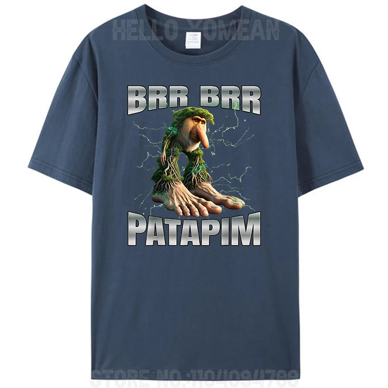 Фото Brr Brr Patapim Maglietta Lightning Мощные забавные футболки Итальянский Brain Rot Meme Женские и мужские футболки из 100% хлопка размера плюс №3