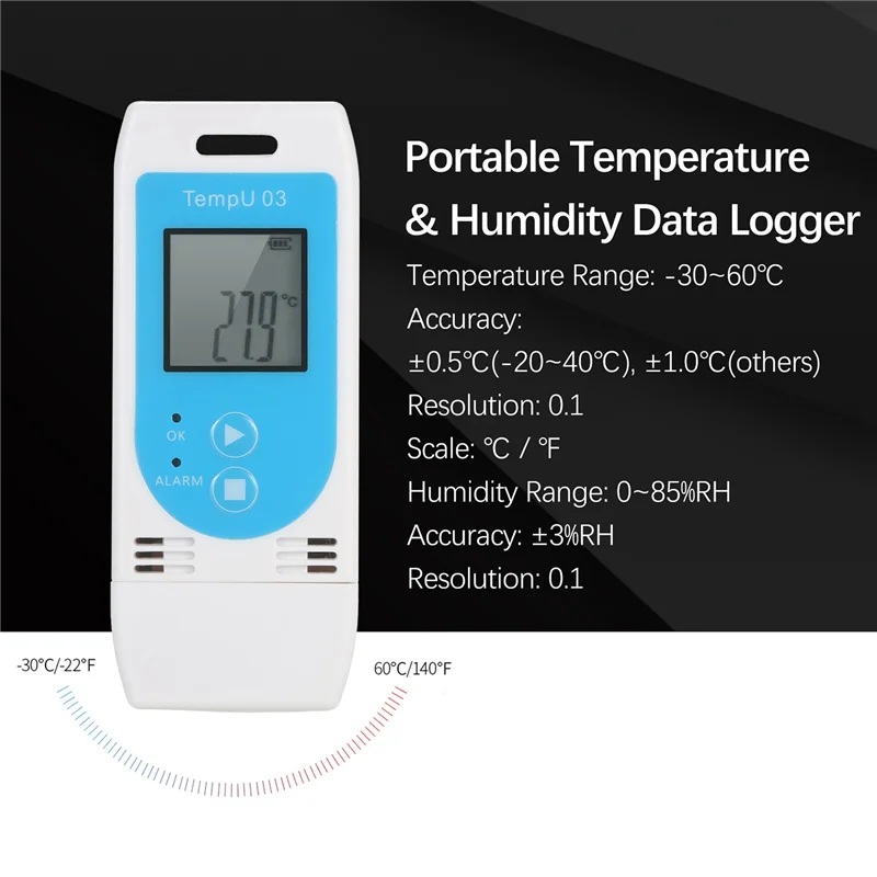 Фото TempU 03 USB-регистратор данных о температуре и влажности, многоразовый регистратор данных RH TEMP, регистратор, измеритель записи Humiture №3